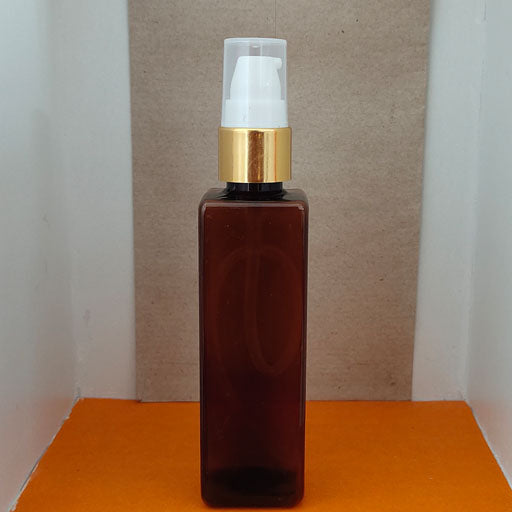 100ml Amber Square Gold Collar Cream Pump