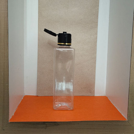 100 ml Square Transparent Black Gold Line Flip top Cap