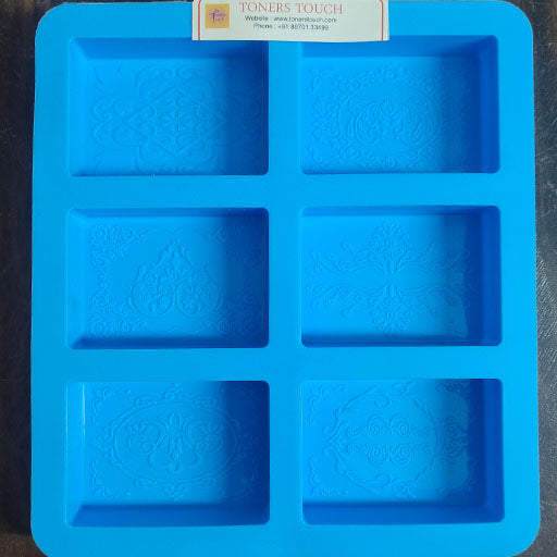 110 g Rectangle With Design Silicon Soap Mold - 6 cavity