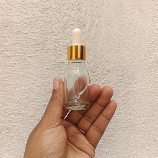 15 ml Clear Glass Dropper Gold With White Teat
