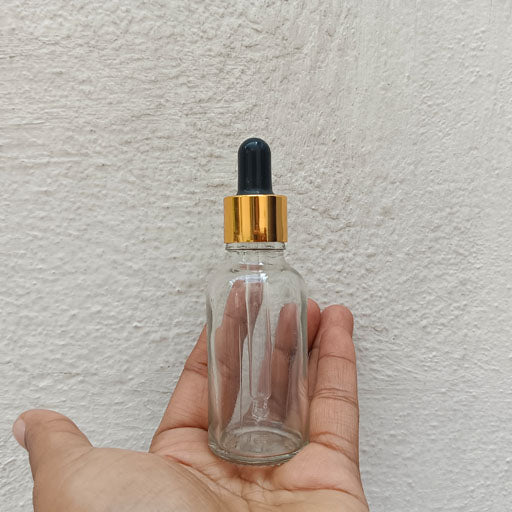 30 ml Clear Glass Dropper Gold With Black Teat
