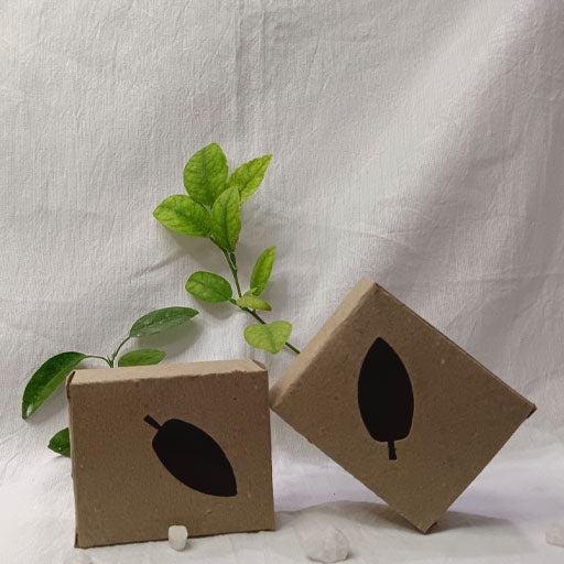 Square Brown Soap Box With Leaf Shaped Window