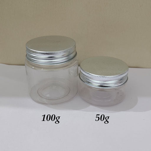 50 g Pet Jar with Aluminium Silver Screw Cap