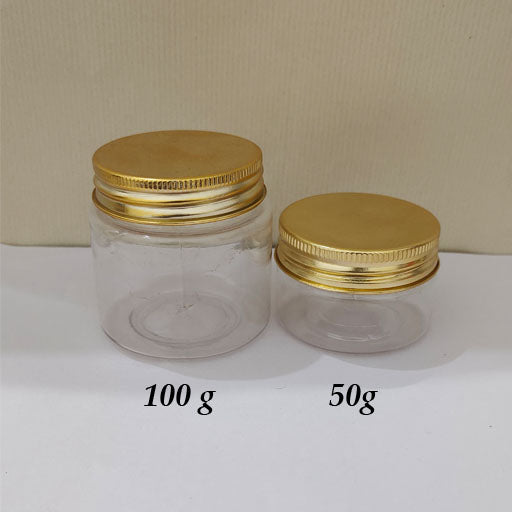 100 g Pet Jar with Aluminium Gold Screw Cap