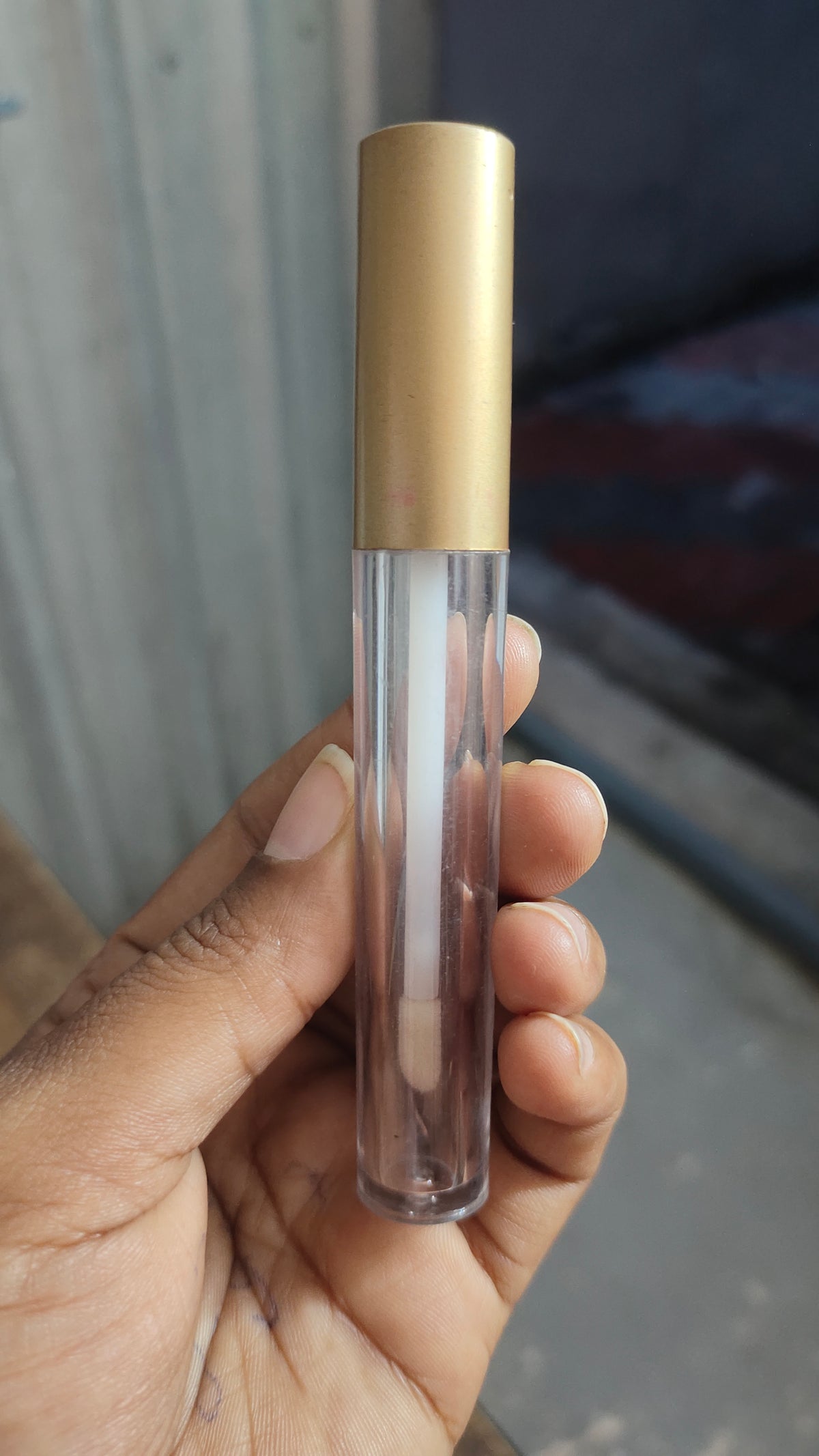 5 ml Transparent Liquid lip stick container With Gold Cap