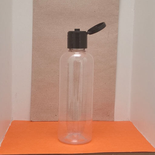 100 ml Round Transparent Black Cap Flip top