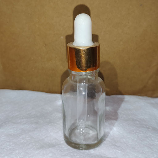 15 ml Clear Dropper Glass Bottle with white Teat