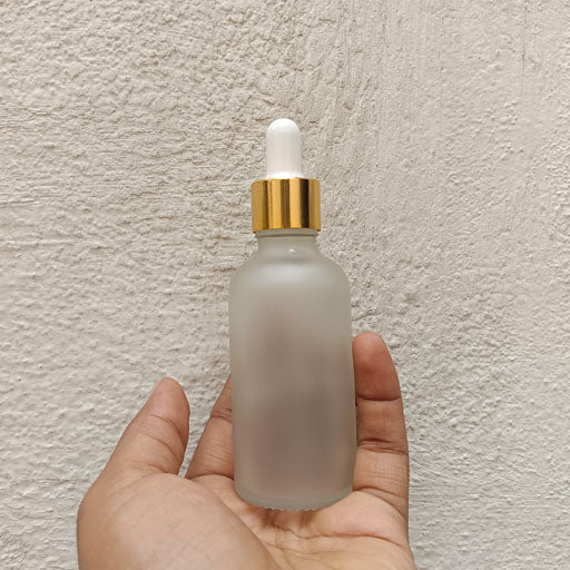 50 ml Clear Frosted Glass Dropper Gold With White Teat