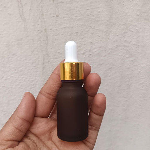 15 ml Amber Frosted Glass Dropper Gold With White Teat