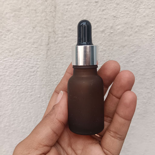 15 ml Amber Frosted Glass Dropper Silver With Black Teat