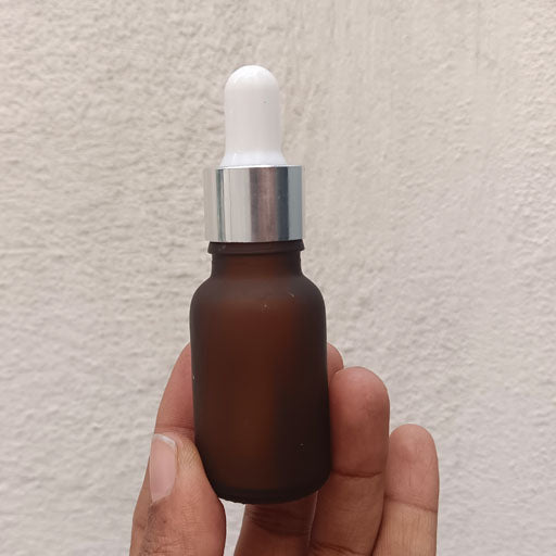 15 ml Amber Frosted Glass Dropper silver With White Teat