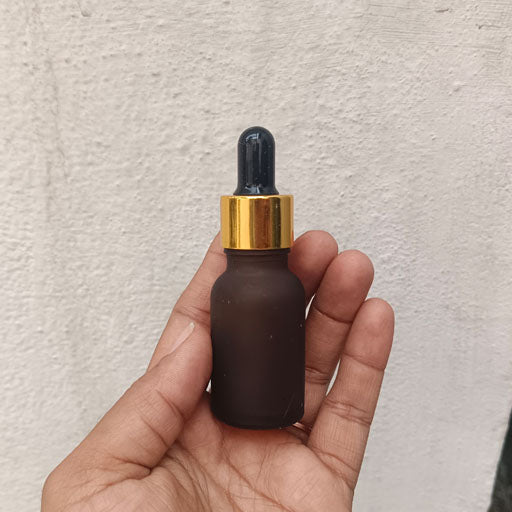 15 ml Amber Frosted Glass Dropper Gold with Black Teat