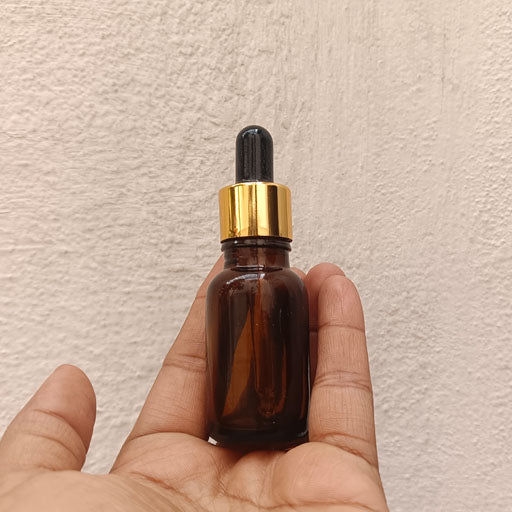 15 ml Amber Glass Dropper  Gold With Black Teat