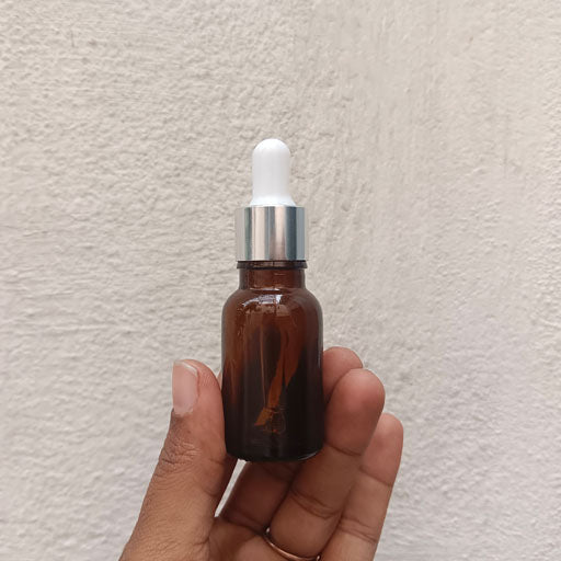 15 ml Amber Glass Dropper silver With White Teat