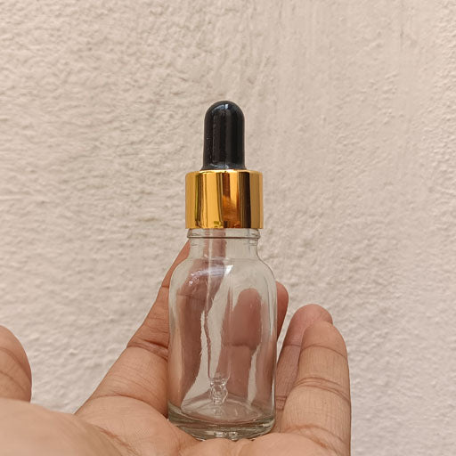 15 ml Clear Glass Dropper Gold With Black Teat