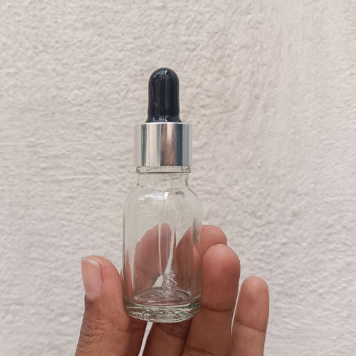 15 ml Clear Glass Dropper Silver With Black Teat