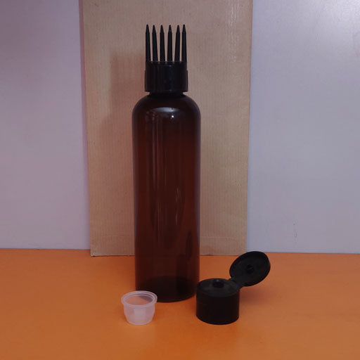 200 ml Amber Round Comb Applicator & Black Flip Top( Set )