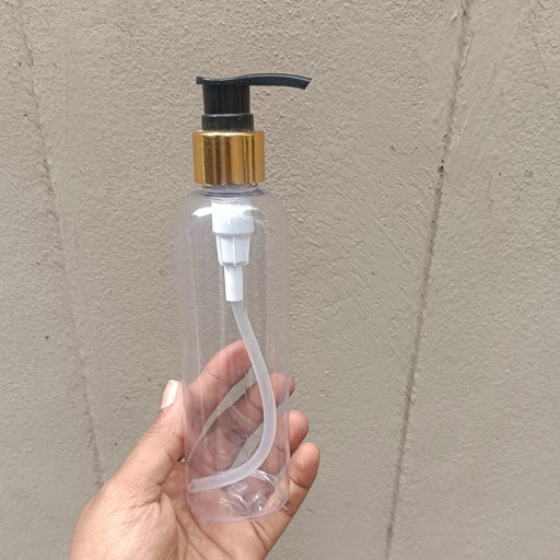 200 ml Round Transparent Black Gold Collar Dispenser Pump