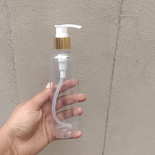 200 ml Round Transparent White with Gold collar Dispenser pump