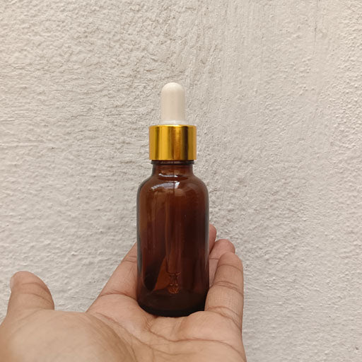 30 ml Amber Glass Dropper Gold With White Teat