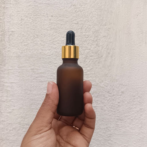 30 ml Amber Frosted Glass Dropper Gold with Black Teat