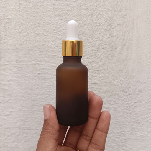 30 ml Amber Frosted Glass Dropper Gold with White Teat