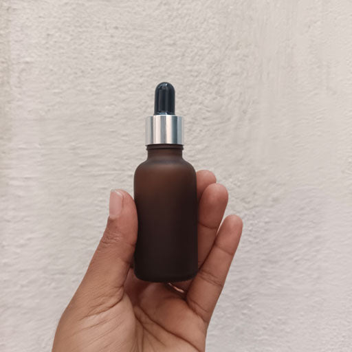 30 ml Amber Frosted Glass Dropper Silver with Black Teat