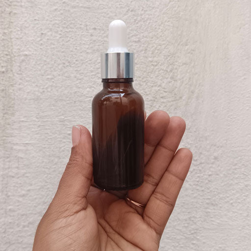 30 ml Amber Glass Dropper Silver With White Teat