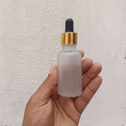 30 ml Clear Frosted Glass Dropper Gold With Black Teat