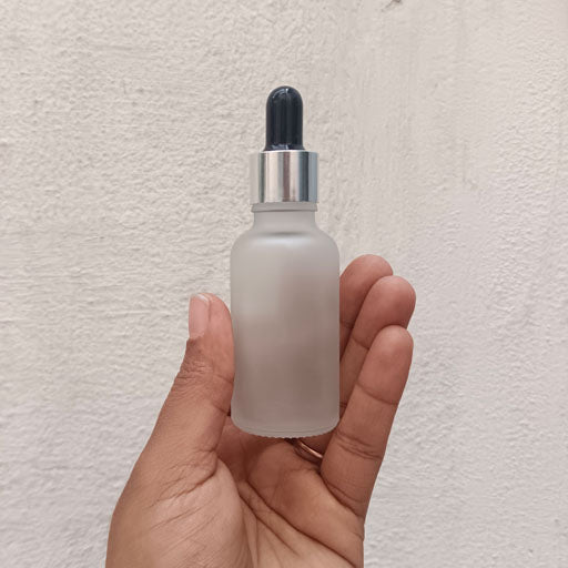 30 ml Clear Frosted Glass Dropper silver With Black Teat