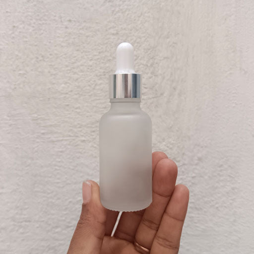 30 ml Clear Frosted Glass Dropper silver With White Teat