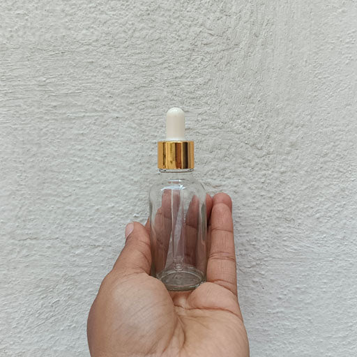 30 ml Clear Glass Dropper Gold With White Teat