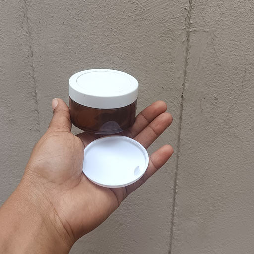 50 g Amber San Jar White  Cap