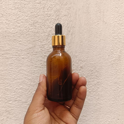 50 ml Amber Glass Dropper Gold  With Black Teat