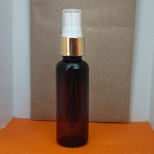 50 ml Amber Round Gold Collar Mist Spray Pump