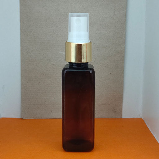 50 ml Amber Square White Gold Collar Mist Spray Pump