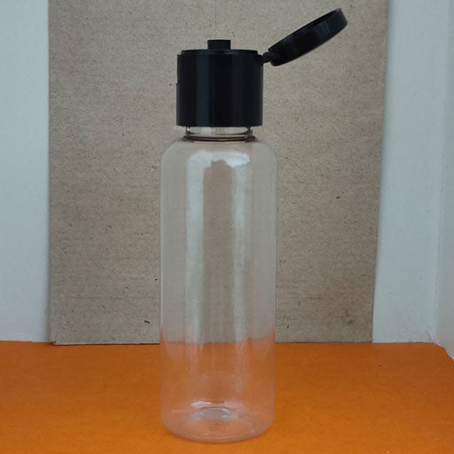 50 ml Transparent Round Black Flip Top Cap