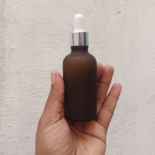 50 ml Amber Frosted Glass Dropper silver With White Teat