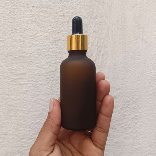 50 ml Amber Frosted Glass Dropper Gold With Black Teat
