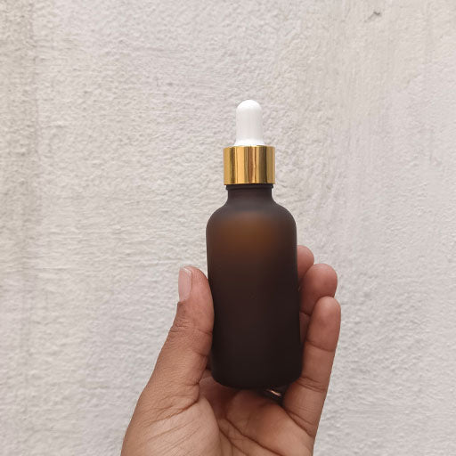 50 ml Amber Frosted Glass Dropper Gold With White Teat