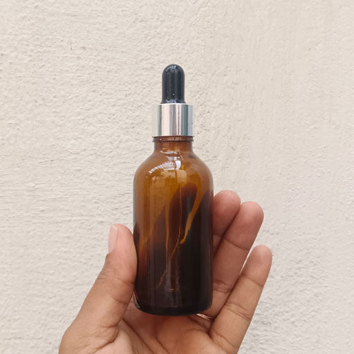 50 ml Amber Glass Dropper Silver With Black Teat