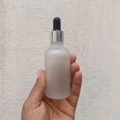 50 ml Clear Frosted Glass Dropper Silver With Black Teat